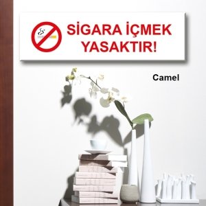 Kapı Süsü Tabelası Kanvas Tablo 10x40cm Sigara İçmek Yasaktır