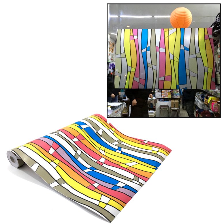Vitray Desenli 45cm Eninde Yapışkanlı Dekoratif Cam Filmi 1 Metre Fiyatıdır