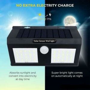 Hareket Sensörlü Güneş Enerjisinden Şarjlı 40 SMD LED Aydınlatma Lambası Su Geçirmez Dış Mekan Işığı