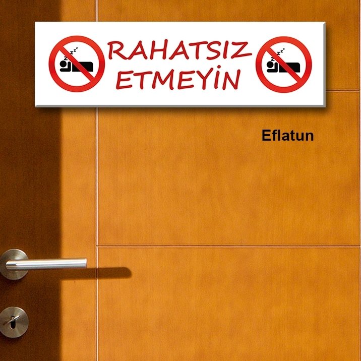 Kapı Süsü Tabelası Kanvas Tablo 10x40cm Rahatsız Etmeyin