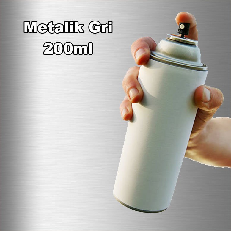 Büyük Boy 200ml Çok Amaçlı Sprey Boya Metalik Gri Rengi