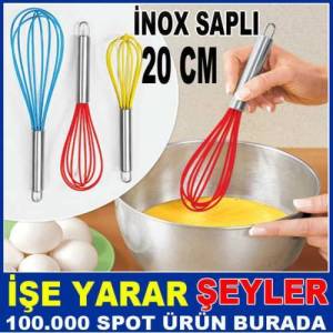 İnox Saplı Mini Silikon Yumurta Çırpıcısı 20cm