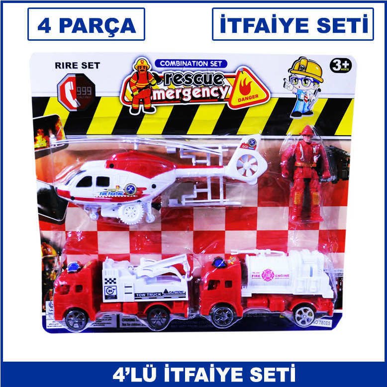 4'lü itfaiye Seti Helikopter su Tankeri Araç Çekici İtfaiye Eri Kaliteli ve Dayanıklı