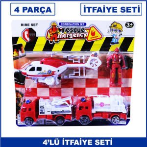 4'lü itfaiye Seti Helikopter su Tankeri Araç Çekici İtfaiye Eri Kaliteli ve Dayanıklı