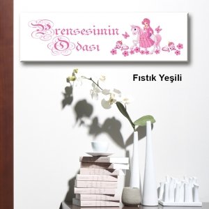Kapı Süsü Tabelası Kanvas Tablo 10x40cm Prensesimin Odası