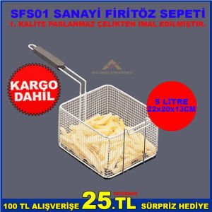 SFS01 SANAYİ FİRİTÖZ SEPETİ 1.SINIF PASLANMAZ ÇELİKTEN İMAL EDİLMİŞTİR