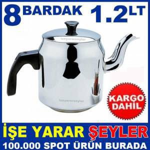 STANDART BOY ÇAYDANLIK ÜSTÜ ÇELİK DEMLİK 1.2 LİTRE PASLANMAZ ÇELİK ÇAYMATİK,SEMAVER DEMLİĞİ abn34