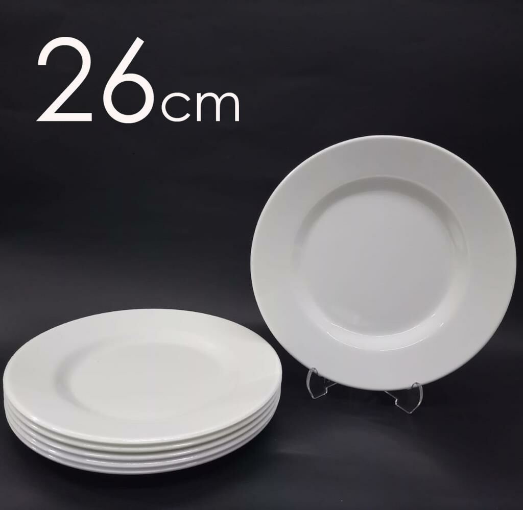 12 Adet Beyaz Melamin BüyükBoy Servis Tabağı 26cm Sığ Tabak Günlük Kullanım için Hesaplı Ordöv Tabak 26cm