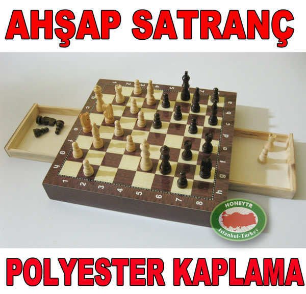 Kaplamalı Ve Çekmeceli Ahşap Satranç Takımı