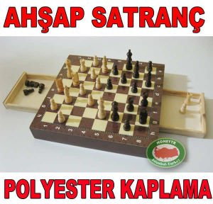Kaplamalı Ve Çekmeceli Ahşap Satranç Takımı