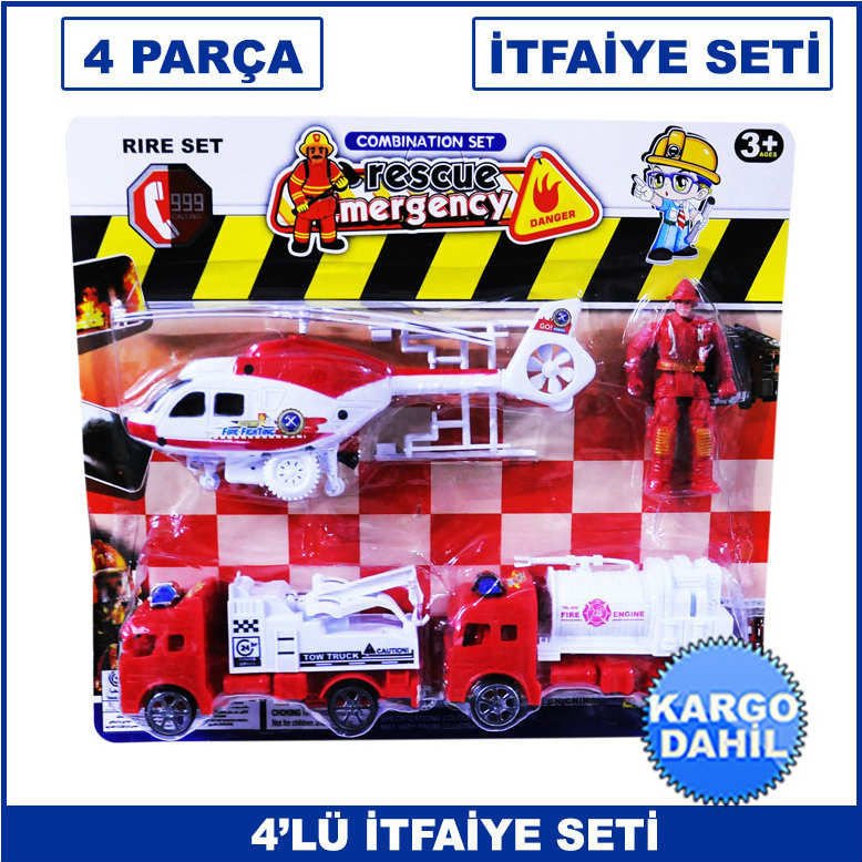 4'lü itfaiye Seti Helikopter su Tankeri Araç Çekici İtfaiye Eri Kaliteli ve Dayanıklı