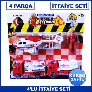 4'lü itfaiye Seti Helikopter su Tankeri Araç Çekici İtfaiye Eri Kaliteli ve Dayanıklı