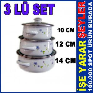 3LÜ CAM KAPAKLI DESENLİ ÇELİK TENCERE SETİ