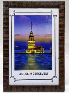 Arkalıklı A4 Boyut Büyük Boy Fotoğraf Çerçevesi 34x25 Kahverengi Vergi Levhası Diploma Belge Çerçevesi 2022-1 Modeli