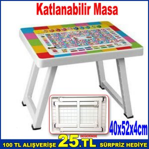Pratik Katlanabilir Piknik Masası 40x52x4cm Ebatında Şık Tasarım Portatif Eğitici Piknik Sehpası