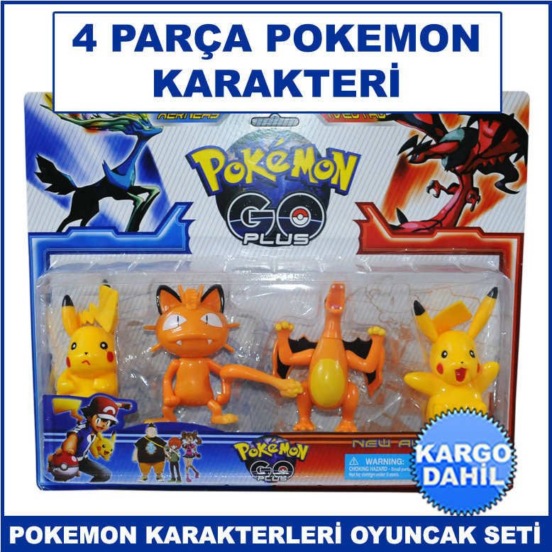 Efsane Pokemon Karakterleri Oyuncak Seti 4 Parça Dayanıklı ve Kaliteli