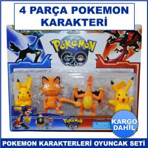 Efsane Pokemon Karakterleri Oyuncak Seti 4 Parça Dayanıklı ve Kaliteli