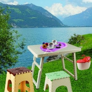 Pratik Katlanabilir Piknik Masası 40x52x4cm Ebatında Şık Tasarım Portatif Eğitici Piknik Sehpası
