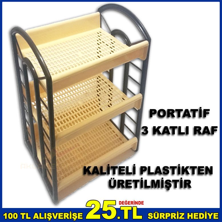 3 Katlı Kaliteli Plastik Bulaşıklık Ve Mutfak Bardak Rafı