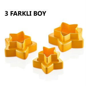 3LÜ SET İÇ İÇE GEÇEBİLEN YILDIZ VOLOVAN KURABİYE KESİM KALIBI