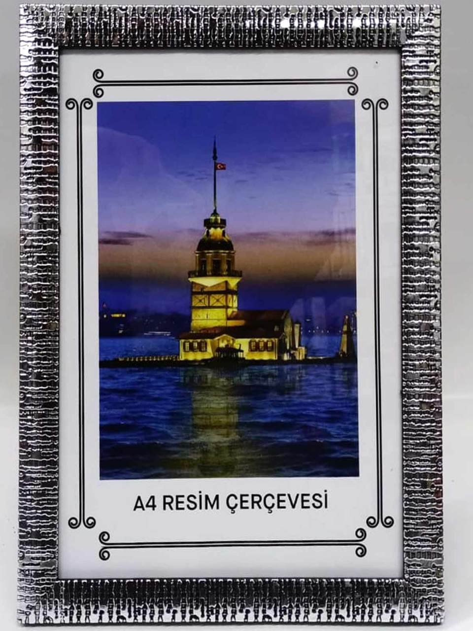 Arkalıklı A4 Boyut Büyük Boy Fotoğraf Çerçevesi 34x25 Gümüş Gri Vergi Levhası Diploma Belge Çerçevesi 2022-1 Modeli