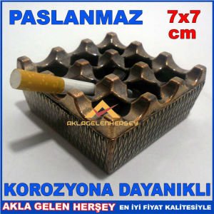 ANTİKA TARZ ESKİTME DÖKÜM KÜL TABLASI KARE-BAKIR