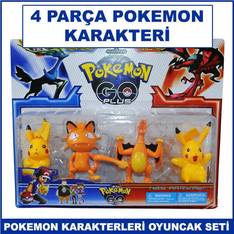 Efsane Pokemon Karakterleri Oyuncak Seti 4 Parça Dayanıklı ve Kaliteli