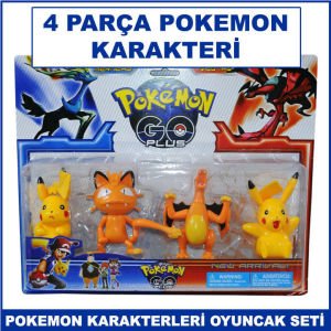 Efsane Pokemon Karakterleri Oyuncak Seti 4 Parça Dayanıklı ve Kaliteli