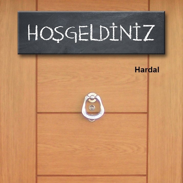 Kapı Süsü Tabelası Kanvas Tablo 10x40cm Hoşgeldiniz Tebeşirli