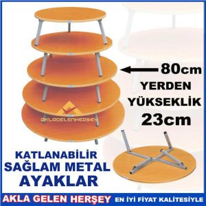 KATLANABİLİR METAL AYAKLI AHŞAP YER SOFRASI 80cm