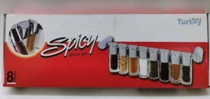 Spıcy 8 Parça Asmalı Baharat Seti, Baharatlığı Asmak İçin Krom Çubuk Mevcuttur D-7