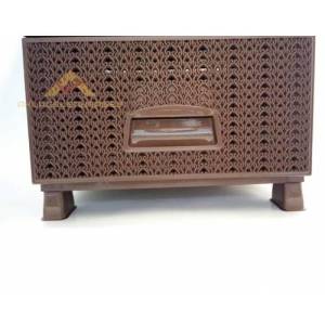 Hasır Örgü Desenli 4 Çekmeceli Büyük Boy Komidin