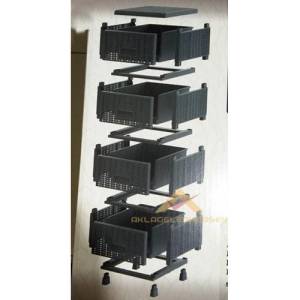 Hasır Örgü Desenli 4 Çekmeceli Büyük Boy Komidin