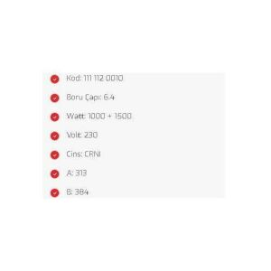 1500+1000W Fırın Rezistans 220V 356x240mm Yerli Üretim Sağlam