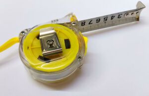 Şeffaf Kasalı Şerit Çelik Metre 5 metre Boy-25mm Fren Sistemli Otomatik Sağlam Şık Şerit Metre