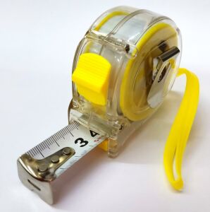 Şeffaf Kasalı Şerit Çelik Metre 5 metre Boy-25mm Fren Sistemli Otomatik Sağlam Şık Şerit Metre