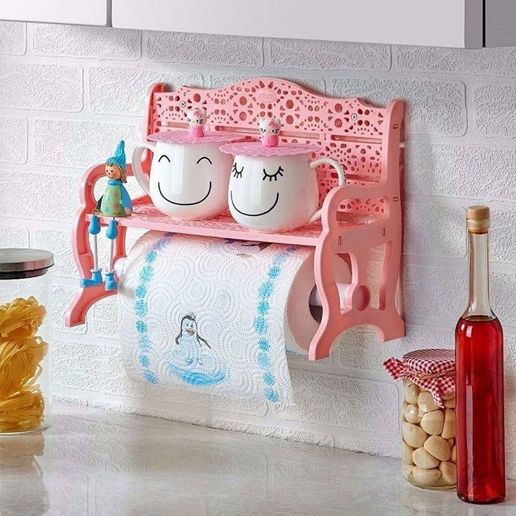 Bank Şeklinde Dantel Desen Dekoratif Mutfak Rafı ve Havluluk Kağıt Havlu Standı
