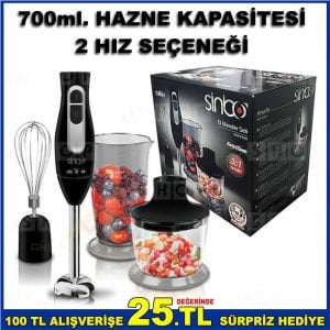 SİNBO 700 ml. KAPASİTELİ DOĞRAYICI KARIŞTIRICI ÇELİK UÇLU BLENDER