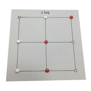 Ahşap Bloklu 3 Taş İle 9 Taş Zeka ve Strateji Oyunu 3+ Yaş Üç Taş Oyunu
