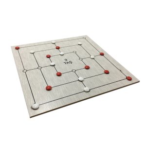 Ahşap Bloklu 3 Taş İle 9 Taş Zeka ve Strateji Oyunu 3+ Yaş Üç Taş Oyunu