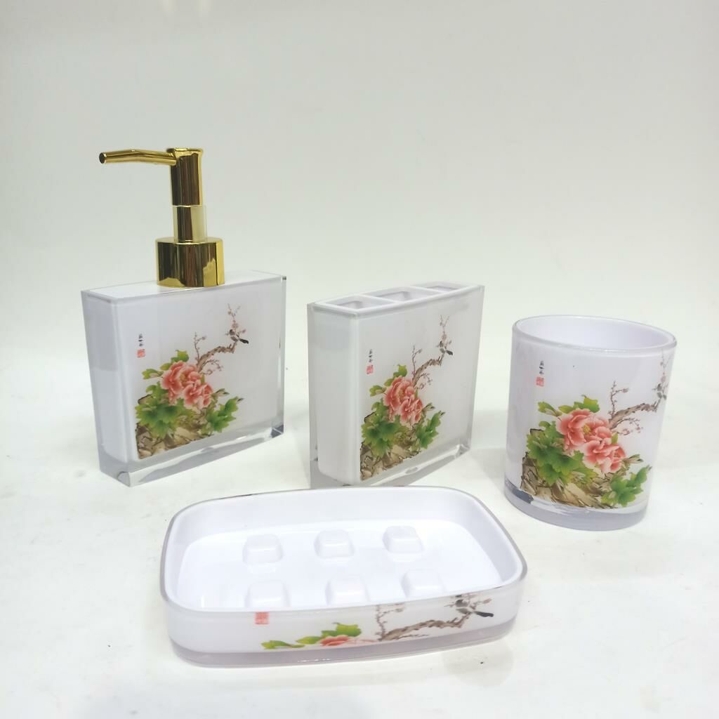 4 Parça Banyo Seti (Sabunluk, Sıvı Sabunluk,  Diş Fırçalık, Pamukluk)