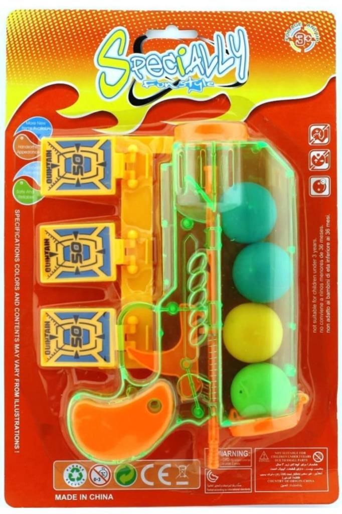 Kurmalı Hedef Tahtalı Pinpon Topu Atan Oyuncak Tabanca