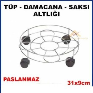 Sağlam tekerlekli metal damacana taşıyıcı paslanmaz çelik tüp, damacana saksı taşıma altlığı tüpçek
