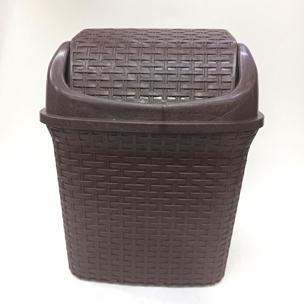 Plastik Kendinden Desenli Klikli Hasır 34 cm Yüksekliğinde Çöp Kovası