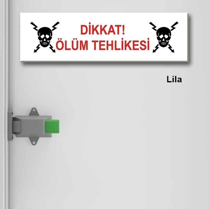 Kapı Süsü Tabelası Kanvas Tablo 10x40cm Dikkat Ölüm Tehlikesi