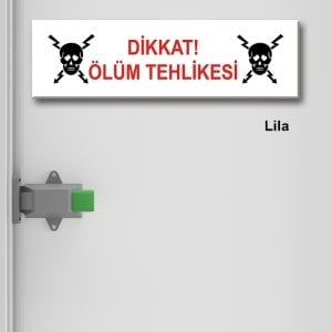 Kapı Süsü Tabelası Kanvas Tablo 10x40cm Dikkat Ölüm Tehlikesi