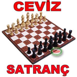 BÜYÜK BOY AHŞAP SATRANÇ TAKIMI 38x38cm MDF+CEVİZ
