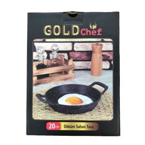 18-20-22 cm 3'lü Set Gold Chef Granit Döküm Sahan Tava Yanmaz Yapışmaz İç Düzey