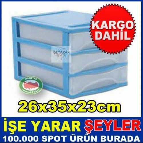 3ÇEKMECE MULTIBOX MALZEME KUTUSU 35x26 h:23cm-KD
