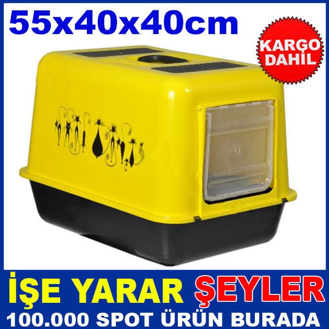 BÜYKBOY KAPLI KEDİ KUMLĞU,KAPALI TUVALET KABI KD